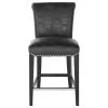 Safavieh Seth Counter Stool, Black Croc/Black Leather/With Nail Head