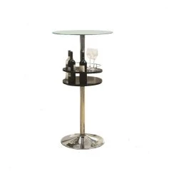 Coaster Home Furnishings Coaster Black Bar Table With Tempered Glass Top And Storage