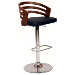 Armen Living Adele Black Faux Leather And Walnut Wood Bar Stool LCADSWBABLWA