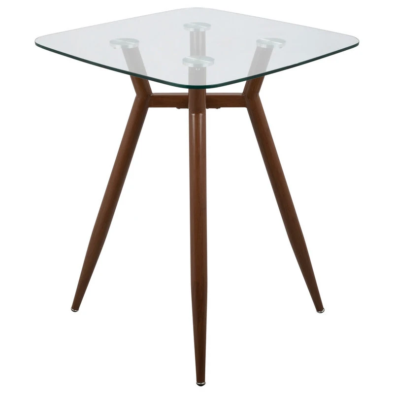 Lumisource Clara Counter Table, Walnut Metal And Clear Glass 3 Lumisource Clara Counter Table, Walnut Metal And Clear Glass - Image 3