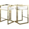 Meridian Furniture Ezra Counter Stool, Set Of 2, White Faux Leather, Gold Base