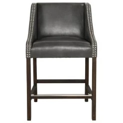 Castaic Stool By Kosas Home, Charcoal Gray, Counter Height