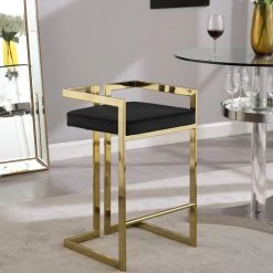Meridian Furniture Ezra Counter Stool, Set Of 2, Black Velvet, Gold Base -CHAMPRO shop 02f1ea3c027418bb 6014 w800 h800 b0 p0
