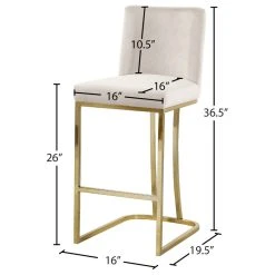 Meridian Furniture Heidi Velvet Counter Stool, Cream -CHAMPRO shop 0391378602741495 4967 w800 h800 b1 p0