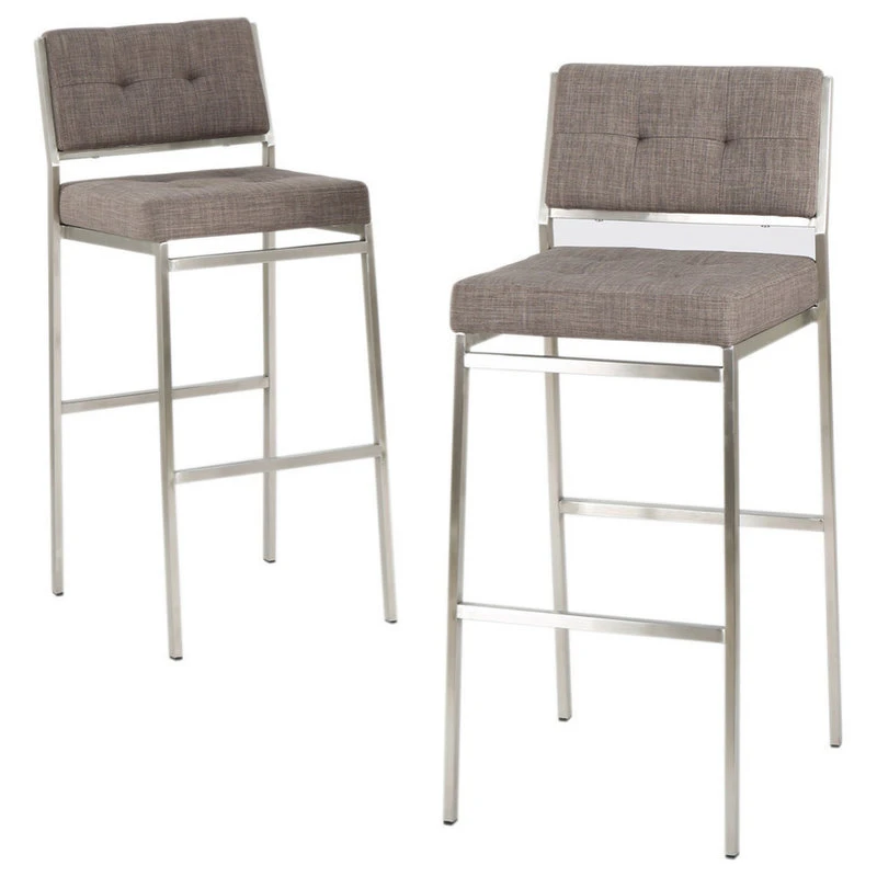 GDFStudio GDF Studio Kyoto Light Gray Fabric Bar Stools, Set Of 2 1 GDFStudio GDF Studio Kyoto Light Gray Fabric Bar Stools, Set Of 2