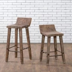 Kosas Home Reagan Low Back Stool, Rustic Brown, Barstool -CHAMPRO shop 050141a00a46a293 8338 w800 h800 b0 p0