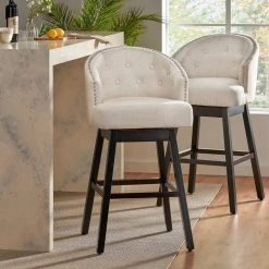 GDFStudio Westman Fabric Upholstered Swivel Seat Bar Stools, Set Of 2 -CHAMPRO shop 06314099020aab7c 4447 w800 h800 b0 p0