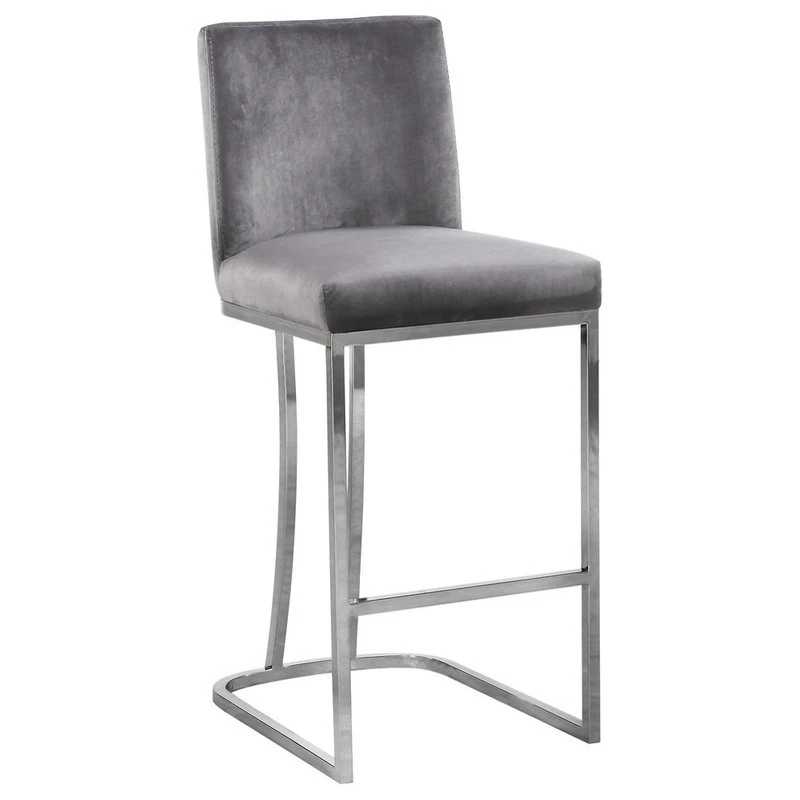 Meridian Furniture Heidi Velvet Stool, Gray 2 Meridian Furniture Heidi Velvet Stool, Gray - Image 2