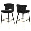 Meridian Furniture Kelly Velvet Stool, Set Of 2, Black