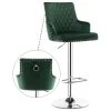 Duhome Inc 1 X Diamond Stitched Height Adjustable Velvet Bar Stool, Dark Green