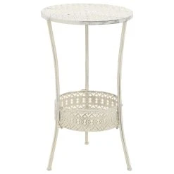 Vida XL International B.V. VidaXL Bistro Table Vintage Style Round Metal 15.7" White Pub End Side Table