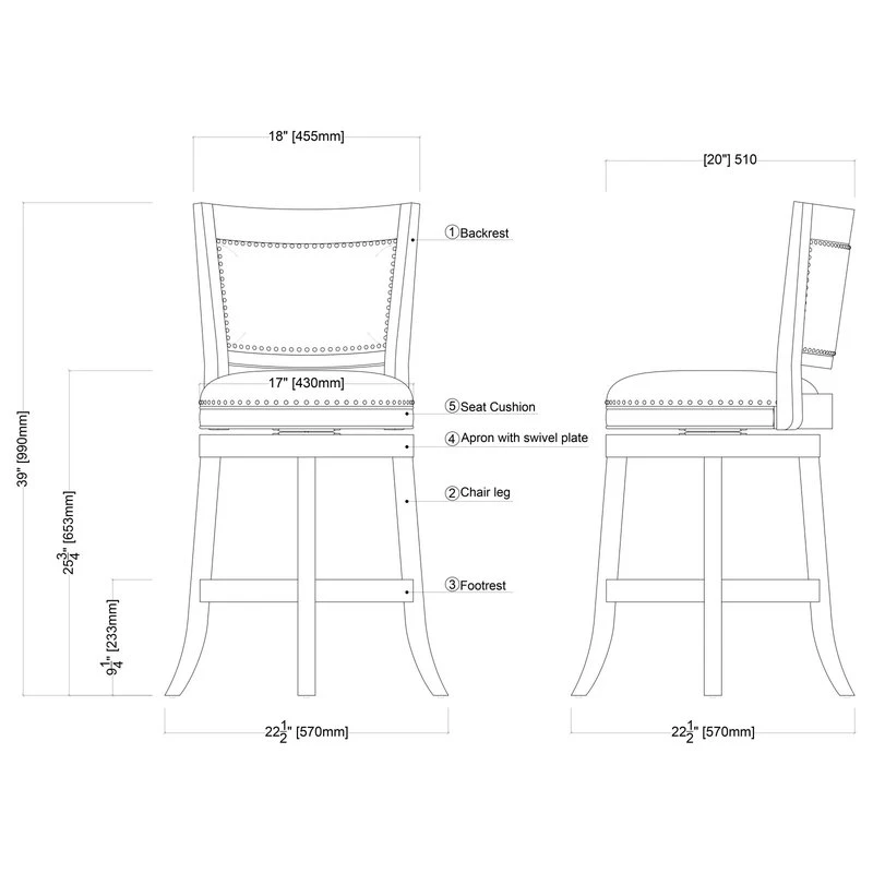 Boraam Industries, Inc. Bristol Swivel Stool, 24", Cherry 8 Boraam Industries, Inc. Bristol Swivel Stool, 24", Cherry - Image 8