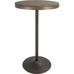LumiSource Dakota Adjustable Bar/Dinette Table, Antique And Brown