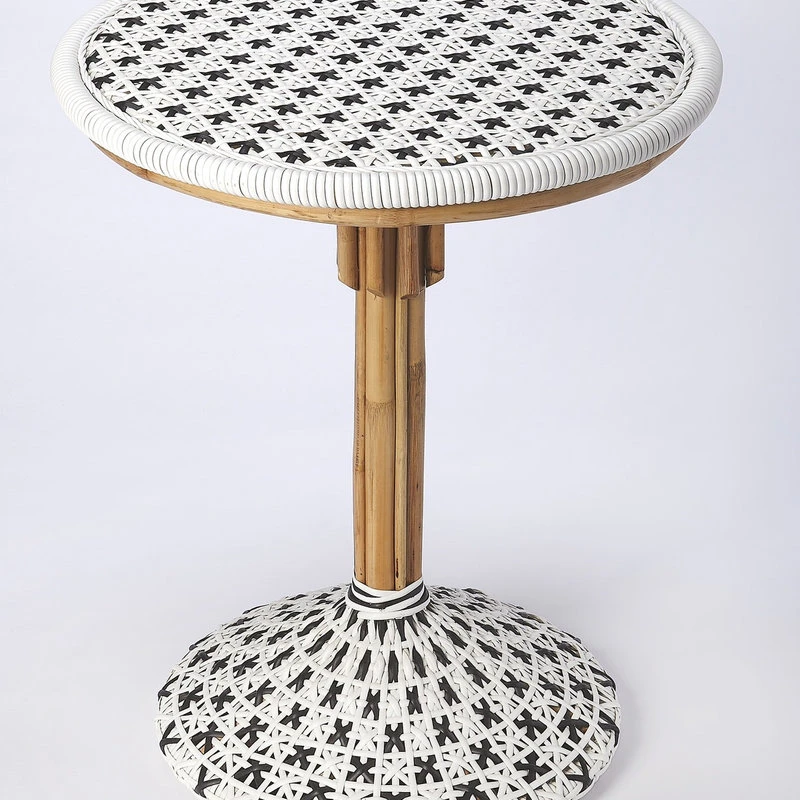 Butler Specialty Company Butler Tenor White & Black Rattan Bistro Table 3 Butler Specialty Company Butler Tenor White & Black Rattan Bistro Table - Image 3