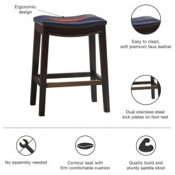 Olliix Madison Park Belfast Saddle Counter Stool, Navy -CHAMPRO shop 10019a6301bd0966 0158 w800 h800 b1 p0