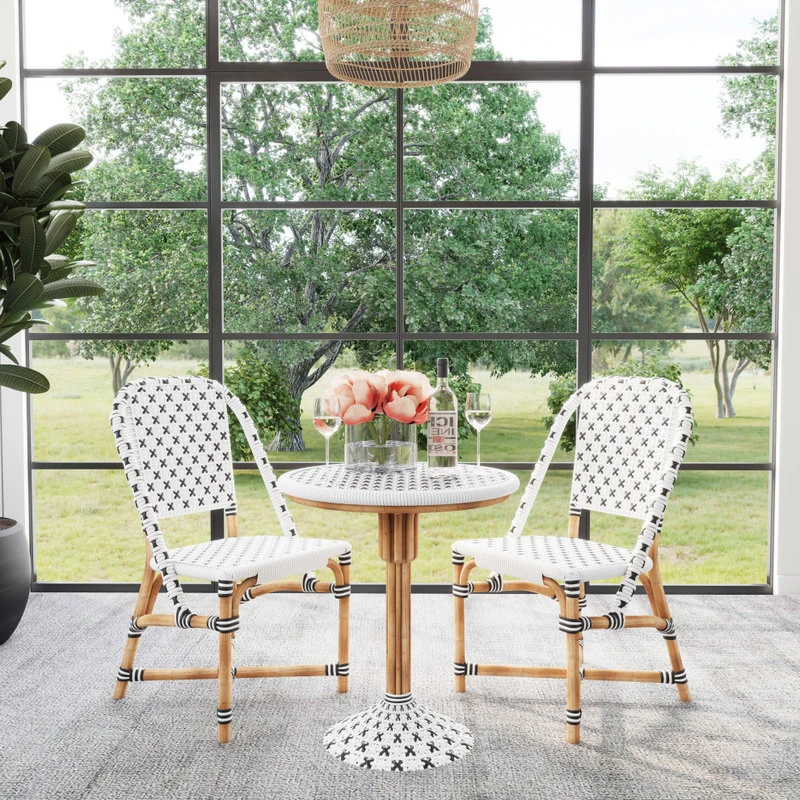Butler Specialty Company Butler Tenor White & Black Rattan Bistro Table 1 Butler Specialty Company Butler Tenor White & Black Rattan Bistro Table