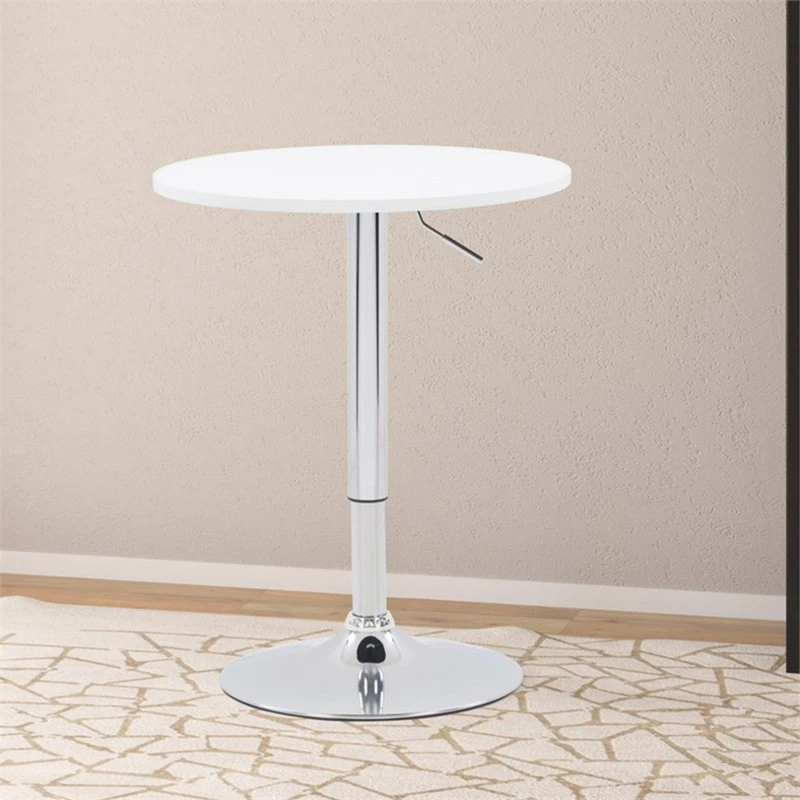 CorLiving Distribution LLC CorLiving Adjustable Round Pub Table - White And Metal 2 CorLiving Distribution LLC CorLiving Adjustable Round Pub Table - White And Metal - Image 2
