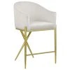 Meridian Furniture Xavier Velvet Upholstered Counter Height Stool, Cream, Gold Finish