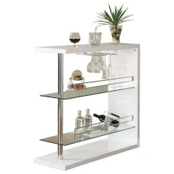 Coaster Home Furnishings Coaster 2 Shelf Pub Table With Wine Storage In Glossy White