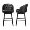 Baxton Studio Avril Faux Leather Tufted Swivel Barstool With Nail Heads Trim, Set Of 2, Black