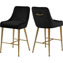 Meridian Furniture Owen Velvet Stool, Set Of 2, Black