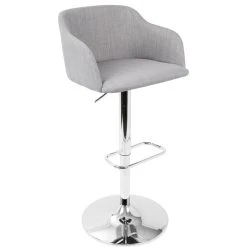 LumiSource Daniella Adjustable Height Barstool, Light Gray