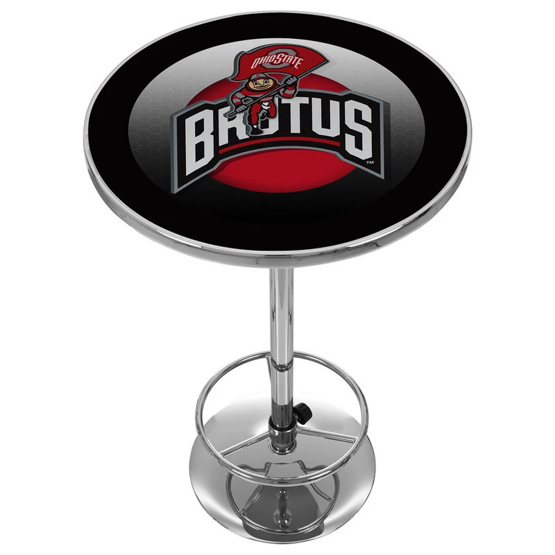 Trademark Gameroom NCAA Chrome Pub Table, Ohio State University, Rushing Brutus 1 Trademark Gameroom NCAA Chrome Pub Table, Ohio State University, Rushing Brutus