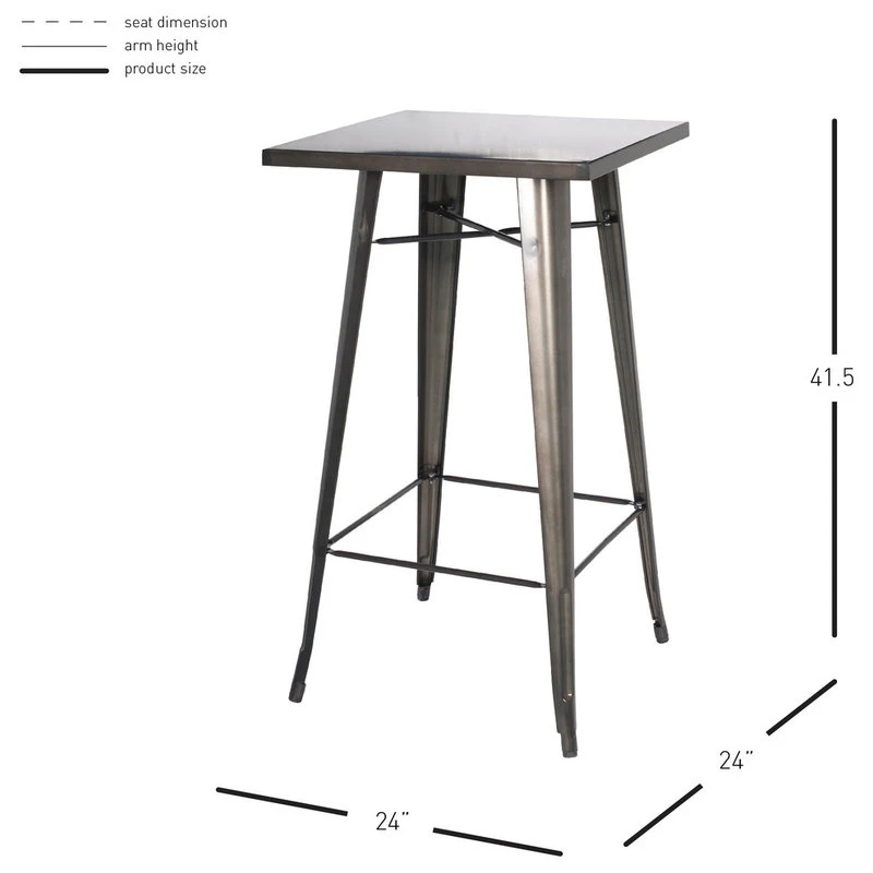 New Pacific Direct Inc. Metropolis Metal Bar Table, Gunmetal 3 New Pacific Direct Inc. Metropolis Metal Bar Table, Gunmetal - Image 3