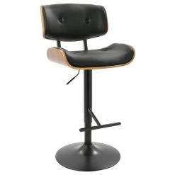 LumiSource Lombardi Adjustable Barstool, Walnut And Black