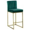 Meridian Furniture Giselle Velvet Counter Stool, Green, Gold Base