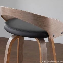 Lumisource Grotto Counter Stools With Swivels, Set Of 2, Light Gray Wood, Black, Pu, Chrome -CHAMPRO shop 18810f4b01982320 4524 w800 h800 b0 p0