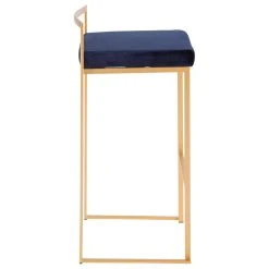 LumiSource Fuji Barstool, Gold With Blue Velvet, Set Of 2 -CHAMPRO shop 18d1f98d0aaadefd 5728 w800 h800 b1 p0