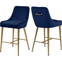 Meridian Furniture Owen Velvet Stool, Set Of 2, Navy