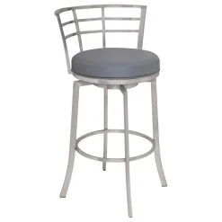 Armen Living Viper Gray PU Upholstery Stool, Counter Height