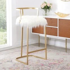 Abbyson Living Brittney Faux Fur Bar Stool, Gold -CHAMPRO shop 1bf111c50f9b1656 4189 w800 h800 b0 p0