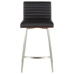 Lumisource Mason Swivel Counter Stool, Set Of 2, Stainless Steel/Walnut Wood/Black Pu -CHAMPRO shop 1d41ef1e0e570569 2307 w800 h800 b1 p0