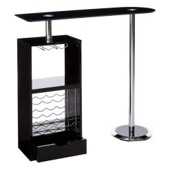 Home Furnishings Bar Table With Wine Bottle Storage And Glass Top, Glossy Black 5 Home Furnishings Bar Table With Wine Bottle Storage And Glass Top, Glossy Black -CHAMPRO shop 1da1eadf002feab3 8496 w800 h800 b1 p0