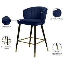 Meridian Furniture Cassie Velvet Stool, Set Of 2, Navy -CHAMPRO shop 1ec1168e02741609 7443 w800 h800 b1 p0