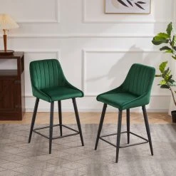 Duhome Elegant Lifestyle Set Of 2 Vertical Channel Tufted Velvet Bar Stools, Dark Green, 24 Inch 13 Duhome Elegant Lifestyle Set Of 2 Vertical Channel Tufted Velvet Bar Stools, Dark Green, 24 Inch -CHAMPRO shop 2121279a02397a2e 9999 w800 h800 b0 p0