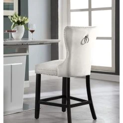 Meridian Furniture Nikki Velvet Stools, Set Of 2, Cream -CHAMPRO shop 2161dbb302741115 4026 w800 h800 b0 p0