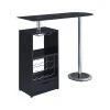 Home Furnishings Bar Table With Wine Bottle Storage And Glass Top, Glossy Black