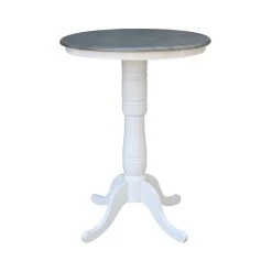 International Concepts 30" Round Solid Wood Gray Table-Bar Height