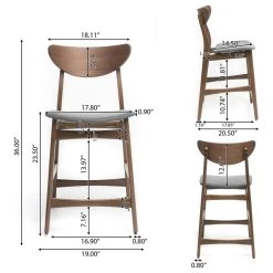 GDFStudio GDF Studio Molle Mid-Century Design Counter Stools, Gray/Walnut, Set Of 2 -CHAMPRO shop 23514692039999cb 7495 w800 h800 b1 p0