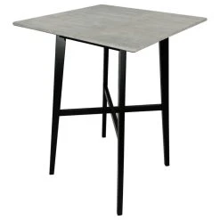 GDFStudio Kenilworth Modern Resin Square Bar Table, Gray Cement/Black