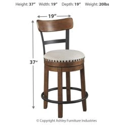 Ashley Furniture Industries Valebeck Brown Upholstered Counter Height Swivel Barstool -CHAMPRO shop 2371edb50f404303 4124 w800 h800 b1 p0
