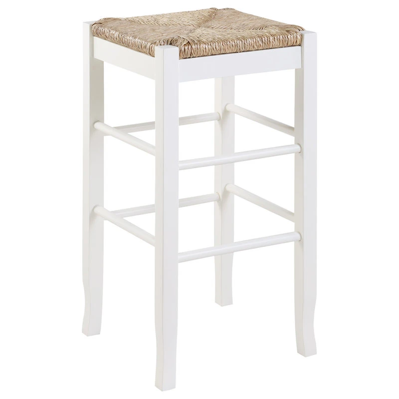 Boraam Industries, Inc. 29" Square Rush Stool, White 1 Boraam Industries, Inc. 29" Square Rush Stool, White