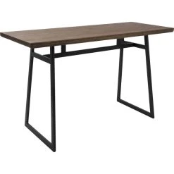 Lumisource Geo Industrial Counter Table, Black With Brown Wood Top