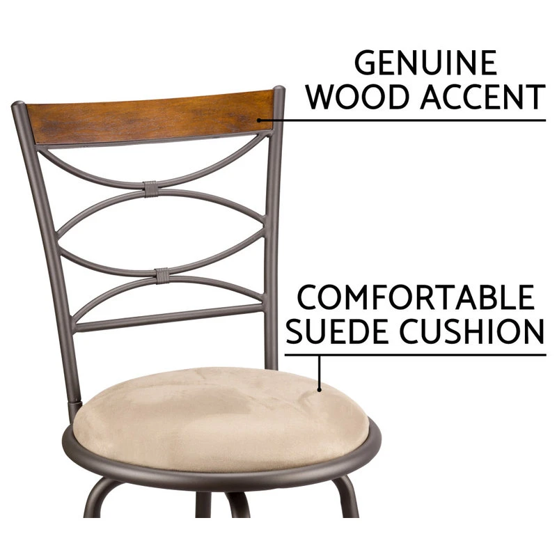 Kira Home Avery 30" Adjustable Swivel Barstool, Real Wood Accent Back, (2) 5 Kira Home Avery 30" Adjustable Swivel Barstool, Real Wood Accent Back, (2) - Image 5