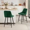 Duhome Elegant Lifestyle Set Of 2 Vertical Channel Tufted Velvet Bar Stools, Dark Green, 24 Inch