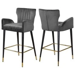 Meridian Furniture Luxe Velvet Stool, Set Of 2, Gray